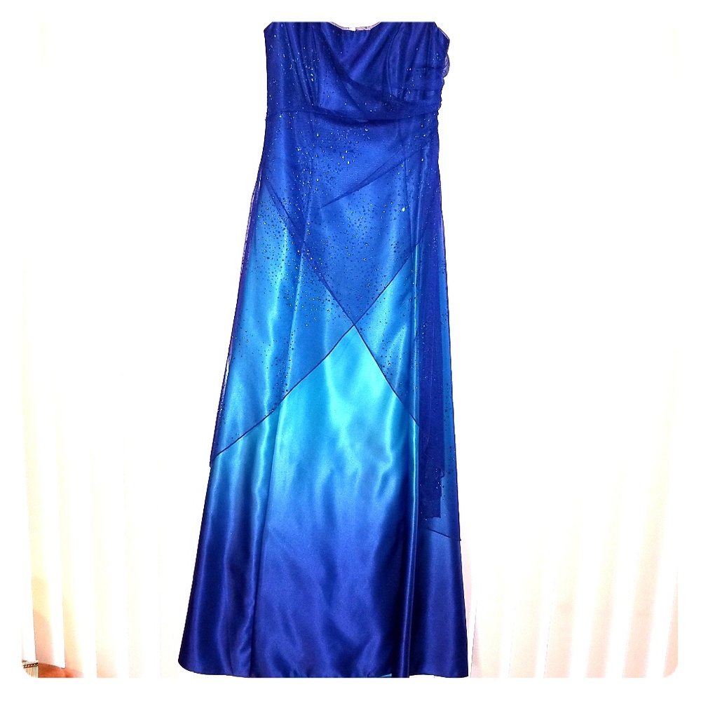Royal Blue two tone strapless gown